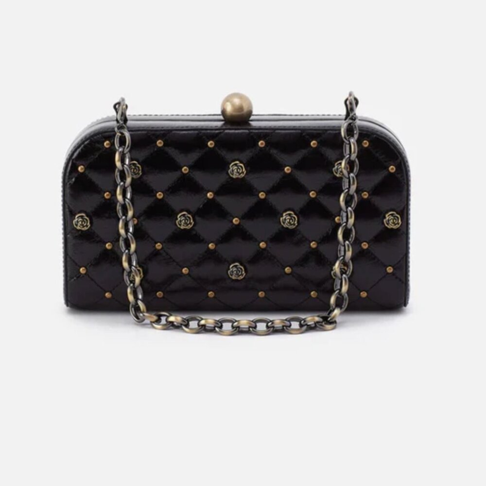 NWOT Hobo Black Leather Clutch w/ Chain Wristlet Strap